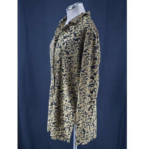 Vintage Diane Von Furstenberg Gold Black Velvet Button Up Top - L - Picture 3 of 5